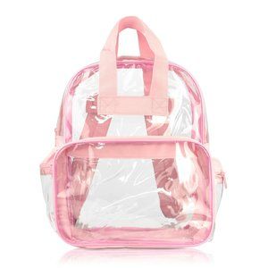 Heavy Duty Clear Transparent Backpack See Through Waterproof Carry on Bag - PINK
